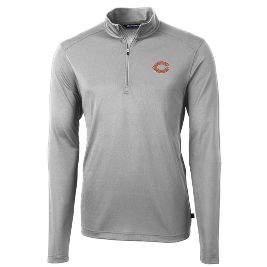 Men's Cutter & Buck Gray Chicago Bears Virtue Eco Pique Recycled Quarter-Zip Pullover Jacket