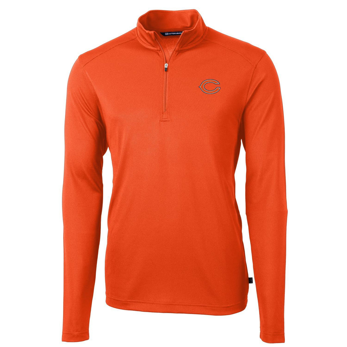 Men's Cutter & Buck Orange Chicago Bears Virtue Eco Pique Recycled Quarter-Zip Pullover Jacket
