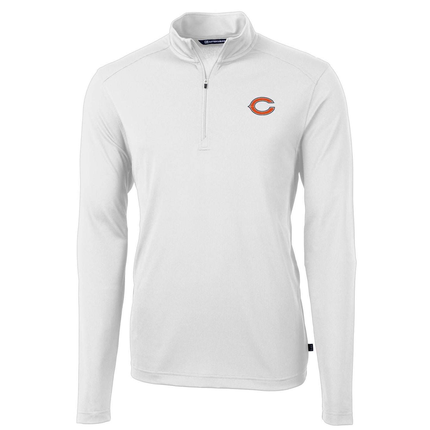 Men's Cutter & Buck White Chicago Bears Virtue Eco Pique Recycled Quarter-Zip Pullover Jacket