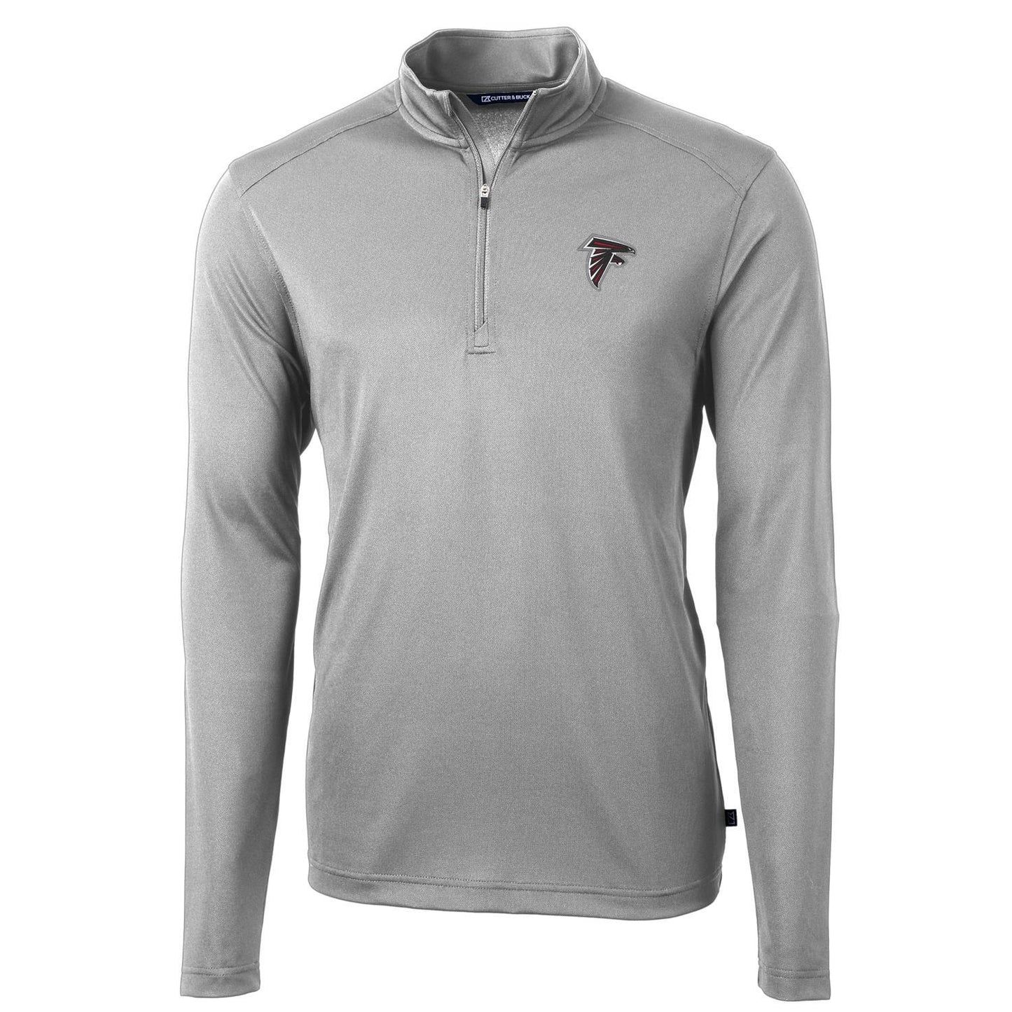 Men's Cutter & Buck Gray Atlanta Falcons Virtue Eco Pique Recycled Quarter-Zip Pullover Jacket