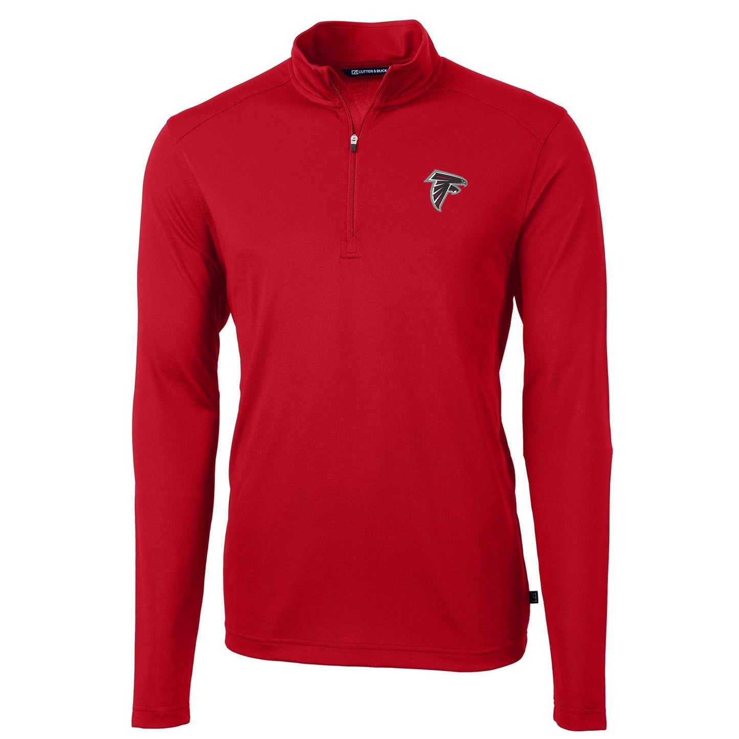 Men's Cutter & Buck Red Atlanta Falcons Virtue Eco Pique Recycled Quarter-Zip Pullover Jacket