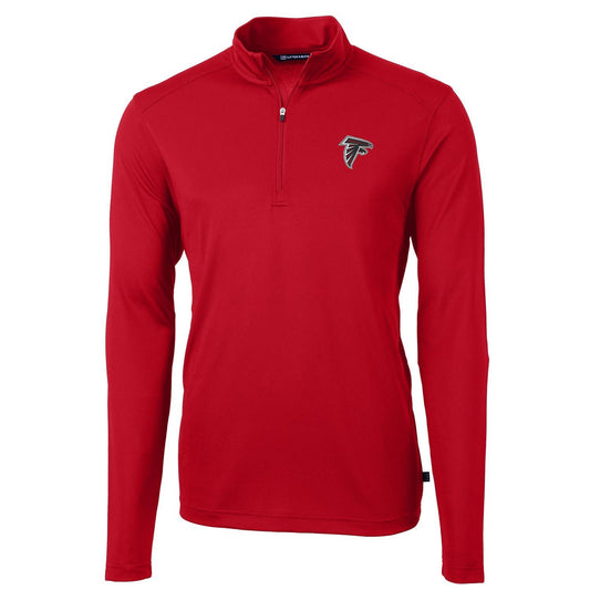 Men's Cutter & Buck Red Atlanta Falcons Virtue Eco Pique Recycled Quarter-Zip Pullover Jacket