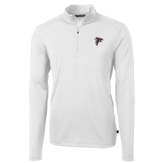 Men's Cutter & Buck White Atlanta Falcons Virtue Eco Pique Recycled Quarter-Zip Pullover Jacket