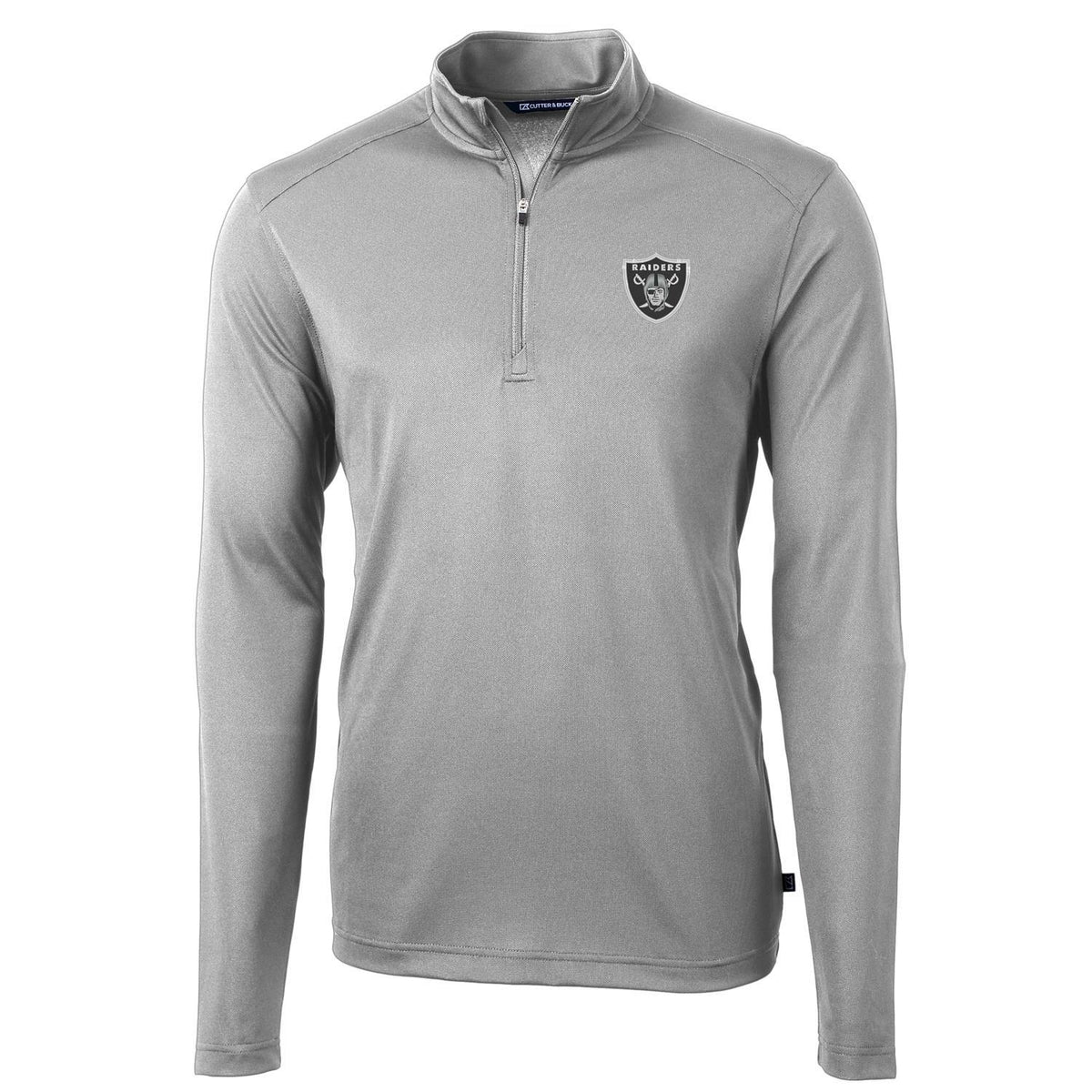 Men's Cutter & Buck Gray Las Vegas Raiders Virtue Eco Pique Recycled Quarter-Zip Pullover Jacket