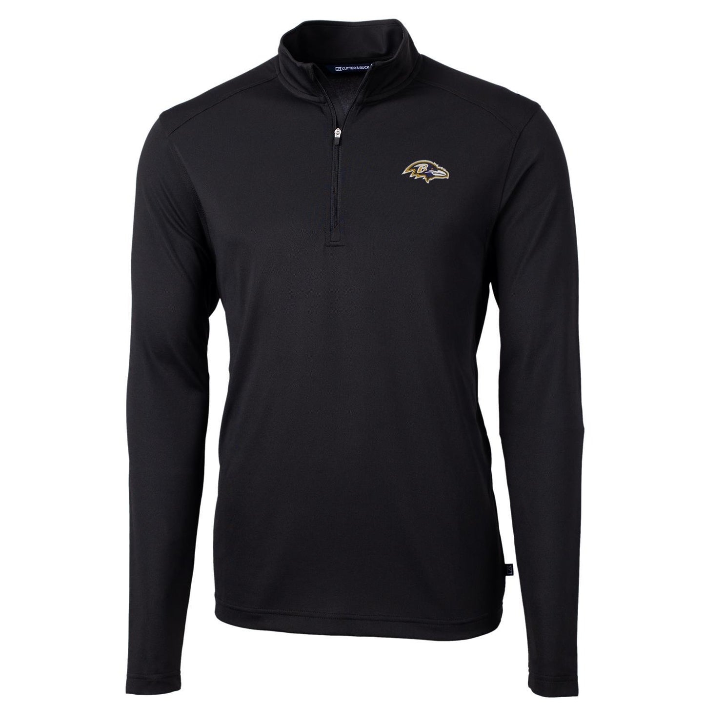 Men's Cutter & Buck Black Baltimore Ravens Virtue Eco Pique Recycled Quarter-Zip Pullover Jacket