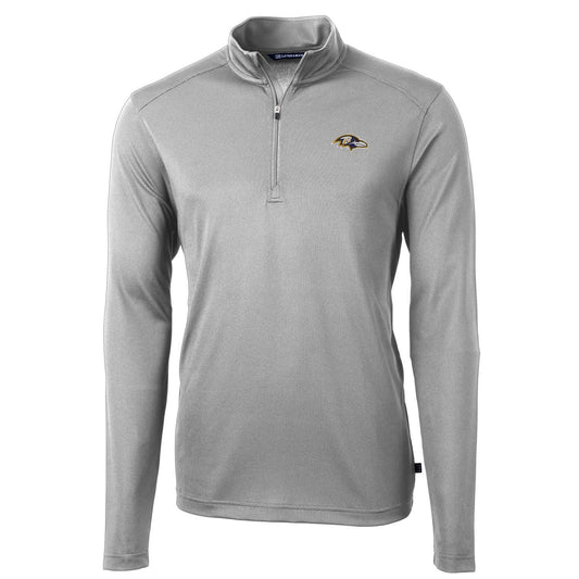 Men's Cutter & Buck Gray Baltimore Ravens Virtue Eco Pique Recycled Quarter-Zip Pullover Jacket