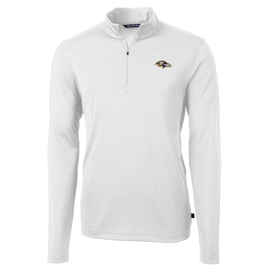 Men's Cutter & Buck White Baltimore Ravens Virtue Eco Pique Recycled Quarter-Zip Pullover Jacket