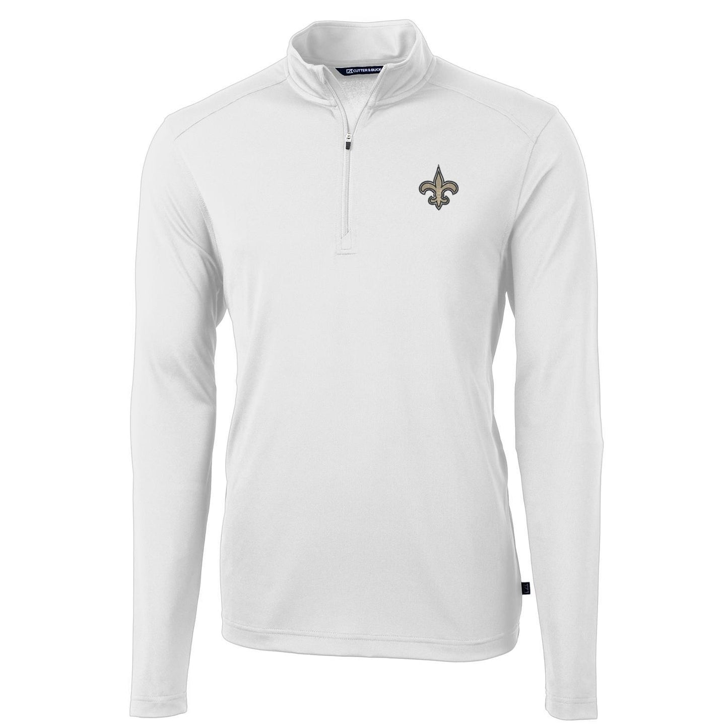 Men's Cutter & Buck White New Orleans Saints Virtue Eco Pique Recycled Quarter-Zip Pullover Jacket