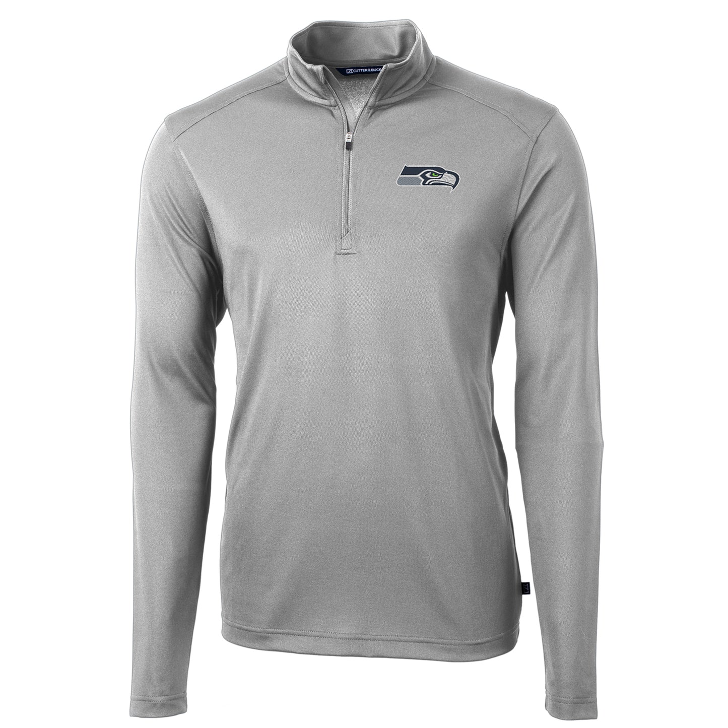 Men's Cutter & Buck Gray Seattle Seahawks Virtue Eco Pique Recycled Quarter-Zip Pullover Jacket