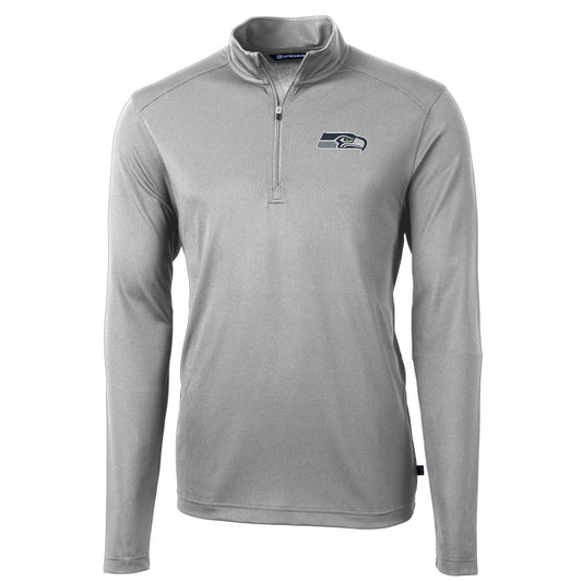 Men's Cutter & Buck Gray Seattle Seahawks Virtue Eco Pique Recycled Quarter-Zip Pullover Jacket