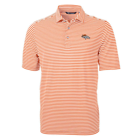 Men's Cutter & Buck Orange Denver Broncos Virtue Eco Pique Stripe Recycled Polo