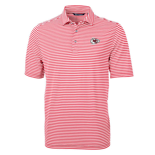 Men's Cutter & Buck Red Kansas City Chiefs Virtue Eco Pique Stripe Recycled Polo