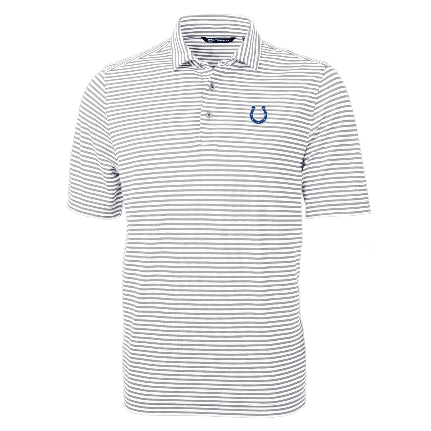 Men's Cutter & Buck Gray Indianapolis Colts Virtue Eco Pique Stripe Recycled Polo