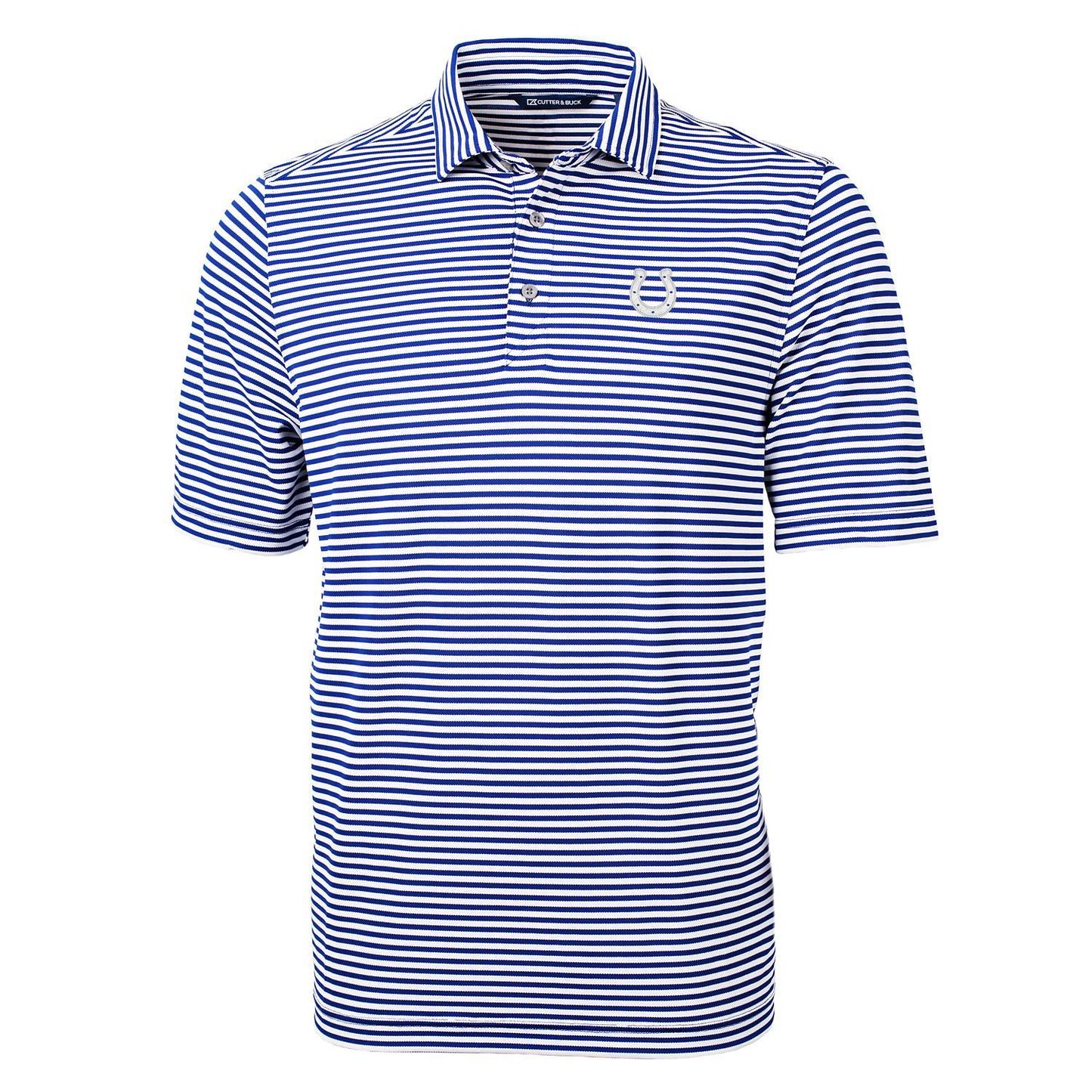 Men's Cutter & Buck Royal Indianapolis Colts Virtue Eco Pique Stripe Recycled Polo