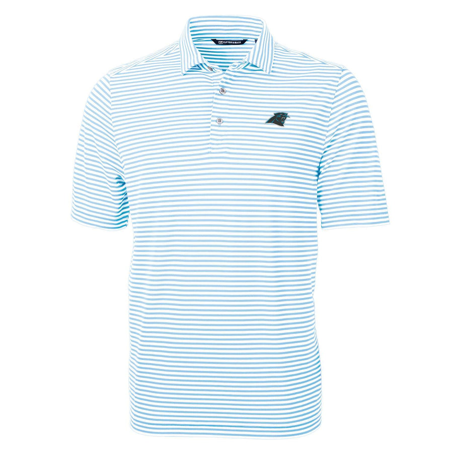 Men's Cutter & Buck Blue Carolina Panthers Virtue Eco Pique Stripe Recycled Polo