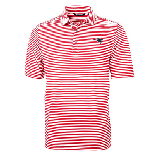 Men's Cutter & Buck Red New England Patriots Virtue Eco Pique Stripe Recycled Polo