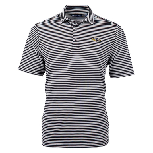 Men's Cutter & Buck Black Baltimore Ravens Virtue Eco Pique Stripe Recycled Polo