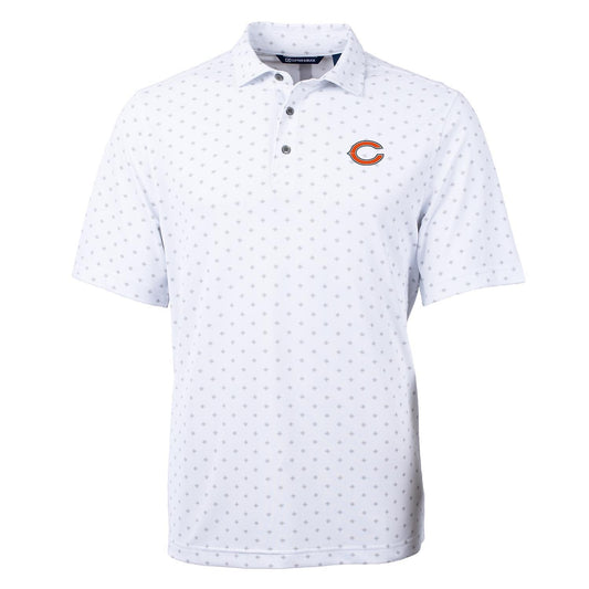 Men's Cutter & Buck White Chicago Bears Virtue Eco Pique Tile Print Polo