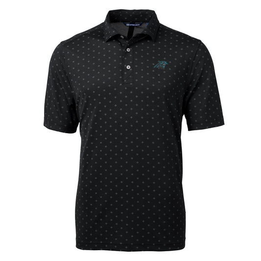 Men's Cutter & Buck Black Carolina Panthers Virtue Eco Pique Tile Print Polo