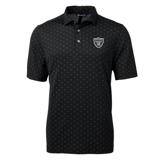 Men's Cutter & Buck Black Las Vegas Raiders Virtue Eco Pique Tile Print Polo