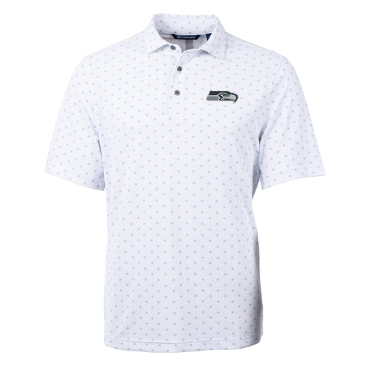 Men's Cutter & Buck White Seattle Seahawks Virtue Eco Pique Tile Print Polo