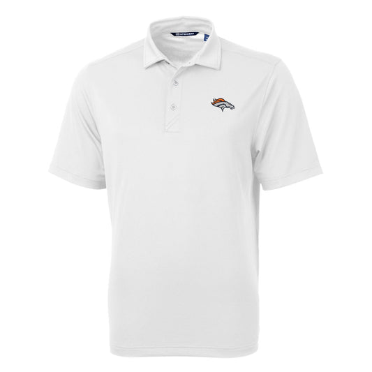 Men's Cutter & Buck White Denver Broncos Virtue Eco Pique Recycled Polo