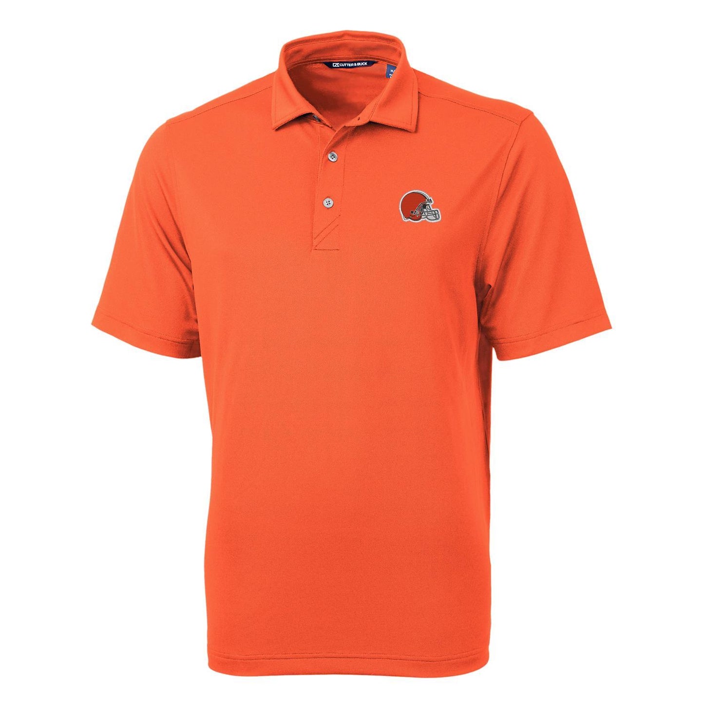 Men's Cutter & Buck Orange Cleveland Browns Virtue Eco Pique Recycled Polo