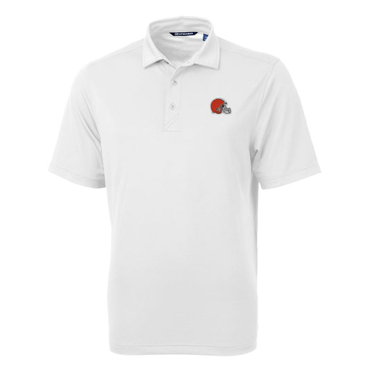 Men's Cutter & Buck White Cleveland Browns Virtue Eco Pique Recycled Polo