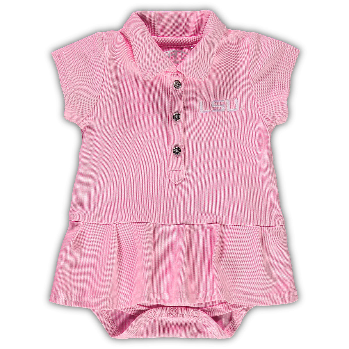 Girls Infant Garb Pink LSU Tigers Caroline Cap Sleeve Polo Bodysuit