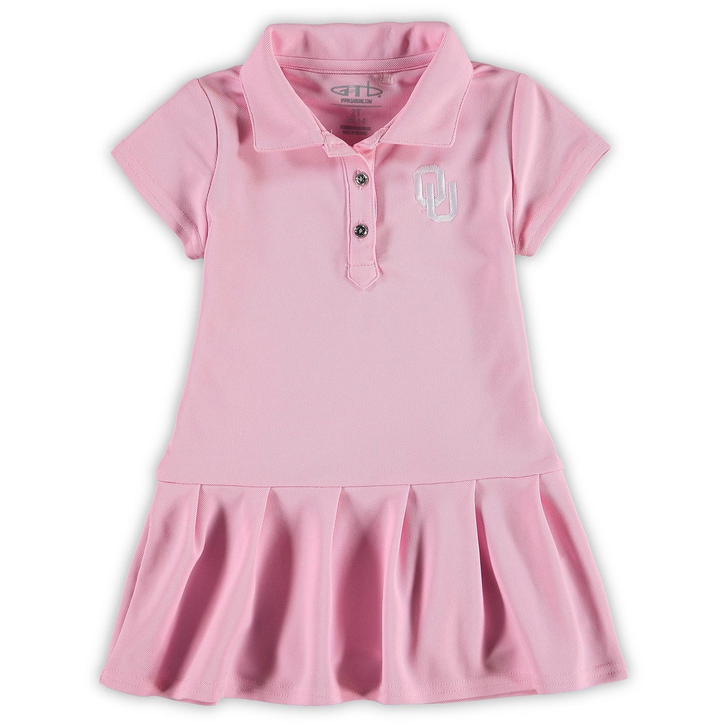 Girls Toddler Garb Pink Oklahoma Sooners Caroline Cap Sleeve Polo Dress