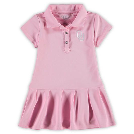 Girls Toddler Garb Pink Oklahoma Sooners Caroline Cap Sleeve Polo Dress