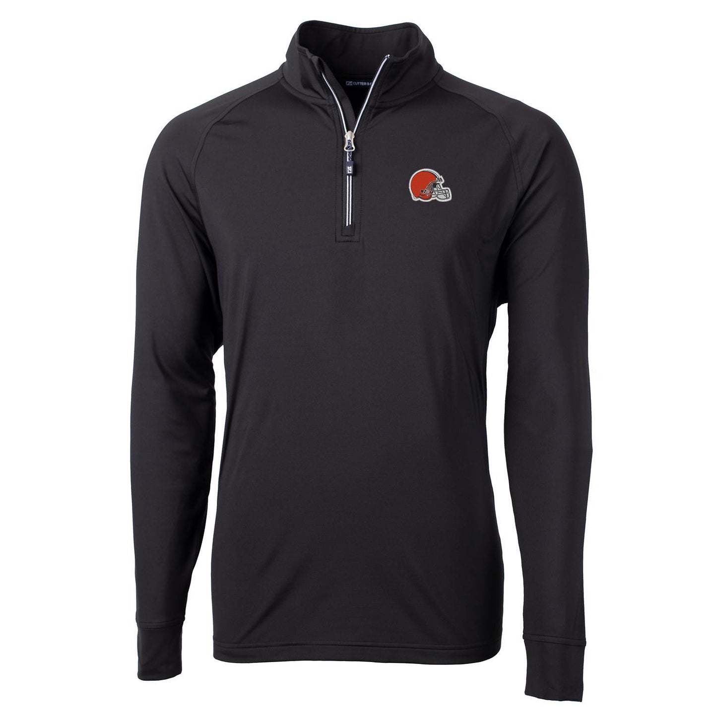 Men's Cutter & Buck Black Cleveland Browns Big & Tall Adapt Eco Knit Quarter-Zip Pullover Jacket