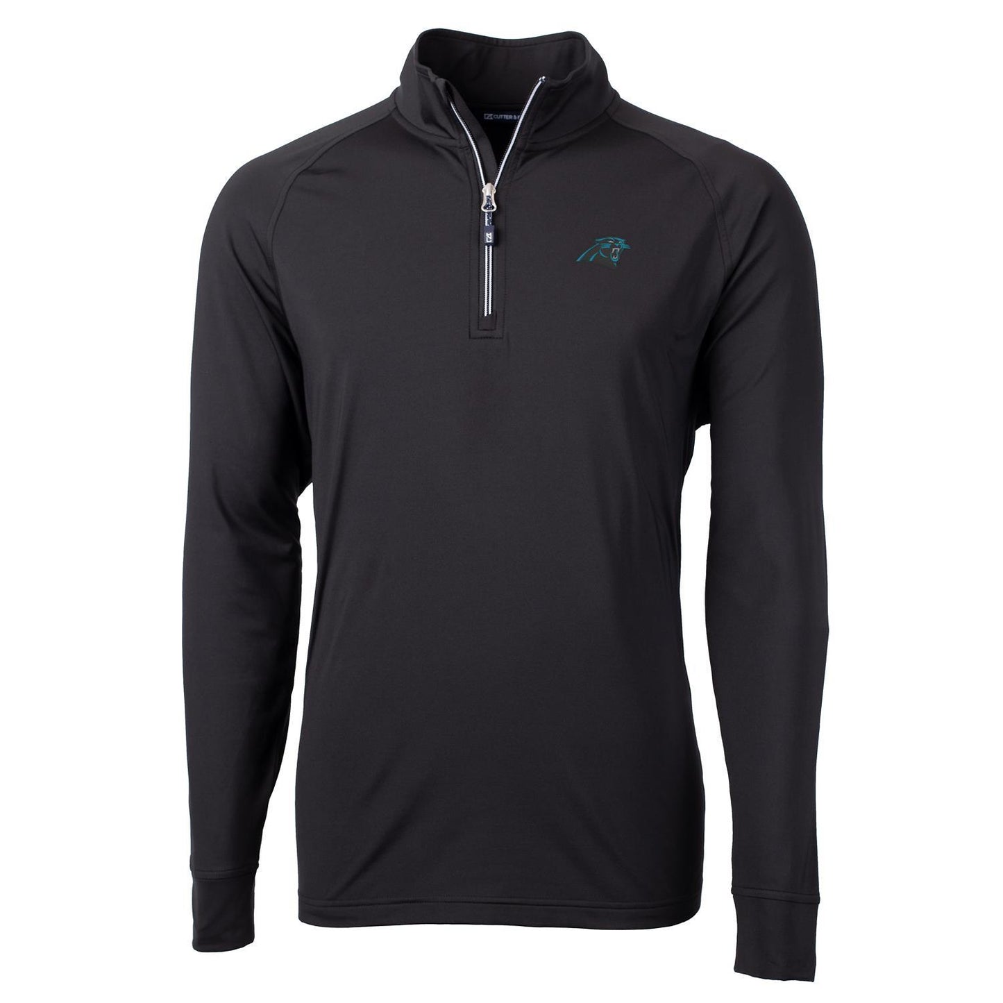 Men's Cutter & Buck Black Carolina Panthers Big & Tall Adapt Eco Knit Quarter-Zip Pullover Jacket