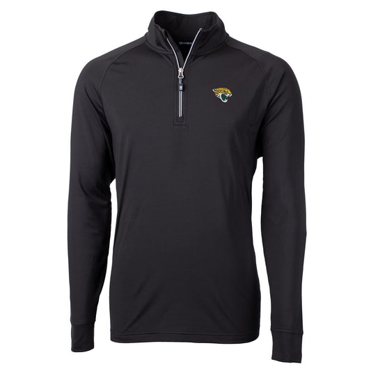 Men's Cutter & Buck Black Jacksonville Jaguars Big & Tall Adapt Eco Knit Quarter-Zip Pullover Jacket