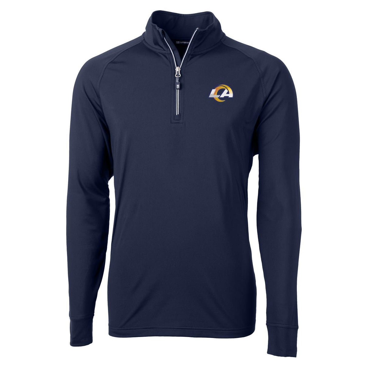 Men's Cutter & Buck Navy Los Angeles Rams Big & Tall Adapt Eco Knit Quarter-Zip Pullover Jacket