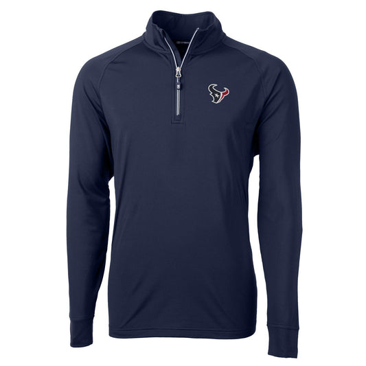 Men's Cutter & Buck Navy Houston Texans Big & Tall Adapt Eco Knit Quarter-Zip Pullover Jacket