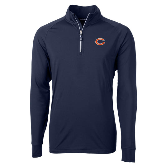 Men's Cutter & Buck Navy Chicago Bears Big & Tall Adapt Eco Knit Quarter-Zip Pullover Jacket