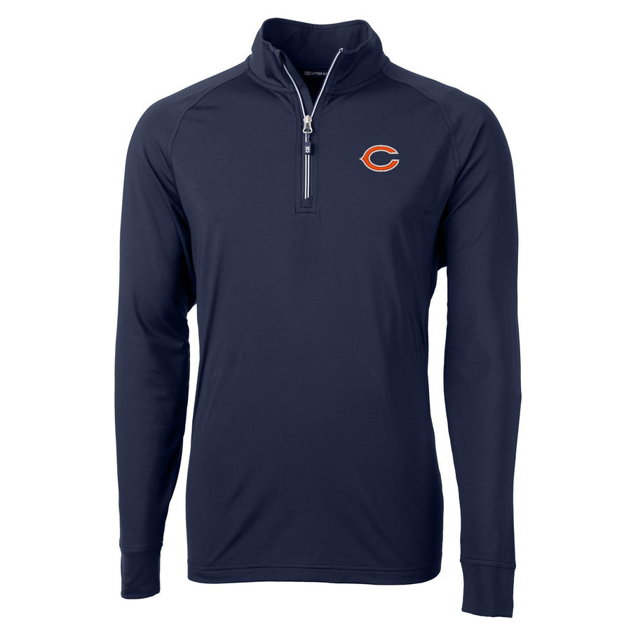Men's Cutter & Buck Navy Chicago Bears Big & Tall Adapt Eco Knit Quarter-Zip Pullover Jacket