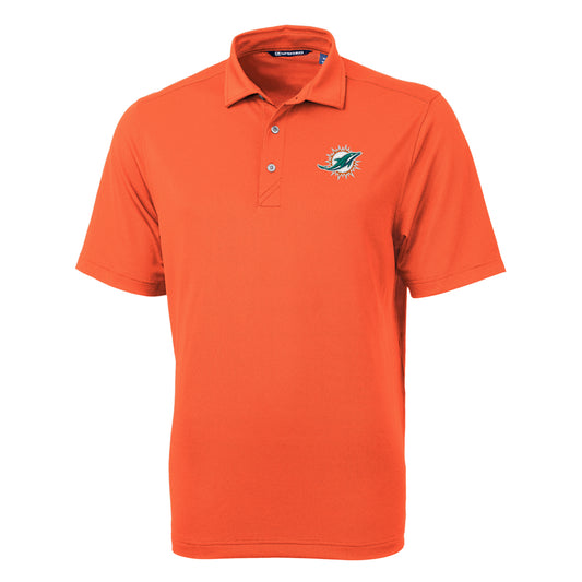 Men's Cutter & Buck Orange Miami Dolphins Big & Tall Virtue Eco Pique Recycled Polo