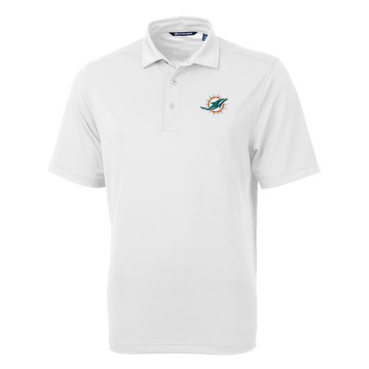 Men's Cutter & Buck White Miami Dolphins Big & Tall Virtue Eco Pique Recycled Polo