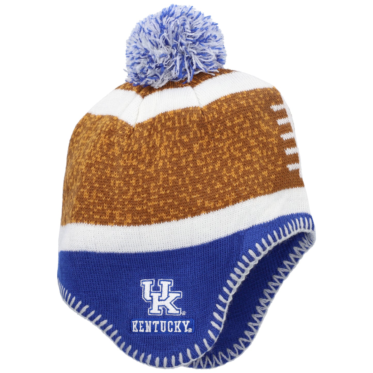 Toddler Brown/Royal Kentucky Wildcats Football Head Knit Hat with Pom