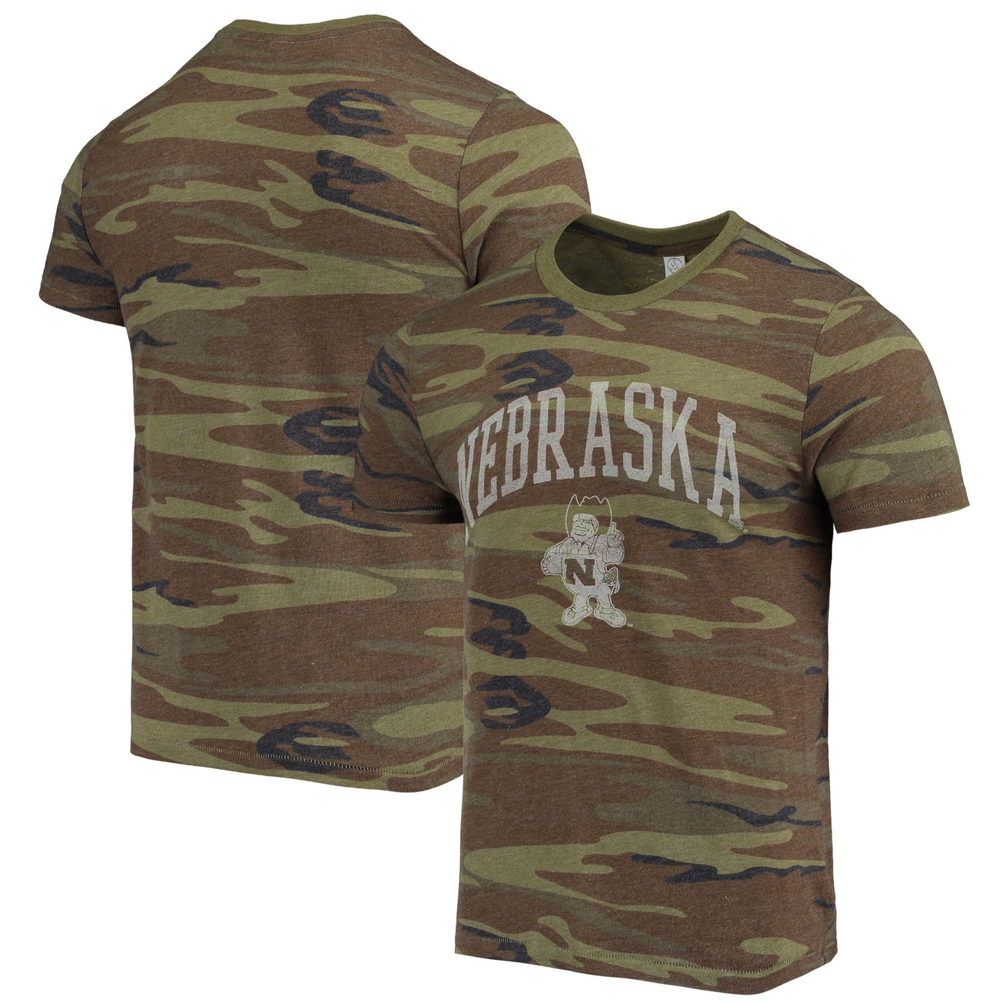 Men's Alternative Apparel Camo Nebraska Huskers Arch Logo Tri-Blend T-Shirt