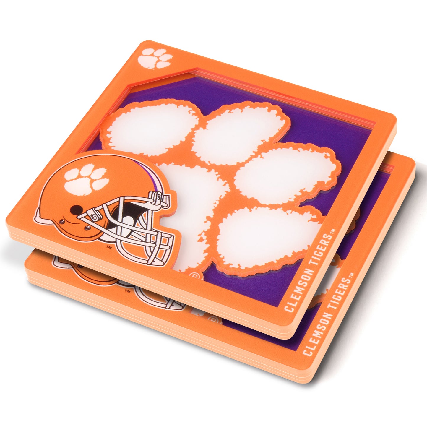 Clemson Tigers 3D Team Coaster 2-Pack