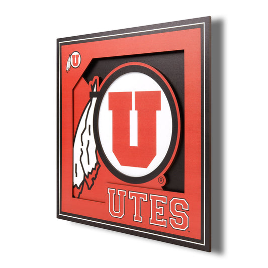 Utah Utes 12'' x 12'' 3D Logo Wall Art