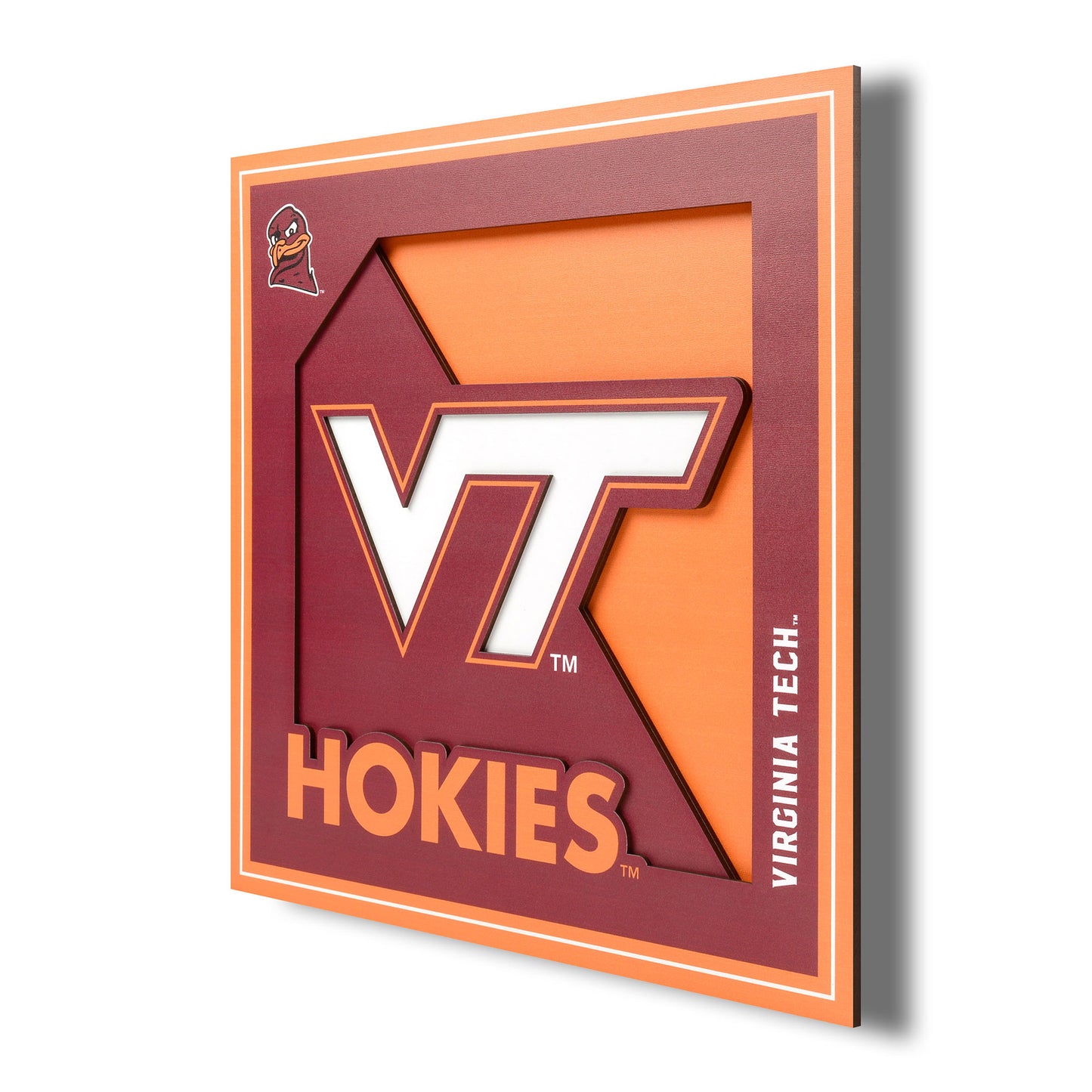 Virginia Tech Hokies 12'' x 12'' 3D Logo Wall Art