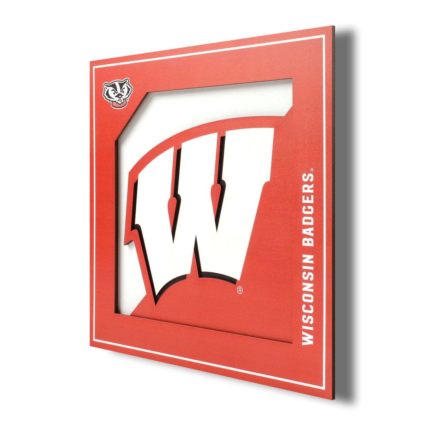 Wisconsin Badgers 12'' x 12'' 3D Logo Wall Art