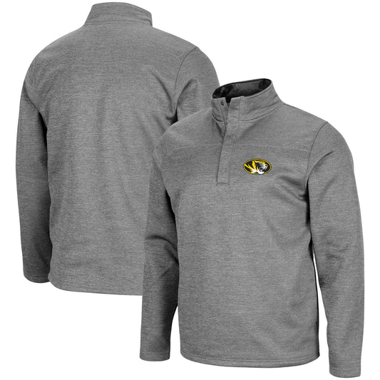 Men's Colosseum Heathered Charcoal Missouri Tigers Roman Pullover Jacket