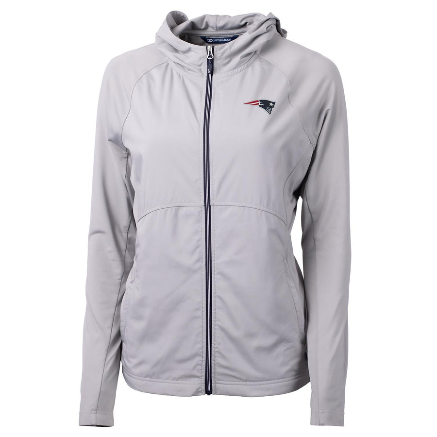 Women's Cutter & Buck Gray New England Patriots Adapt Eco Knit Full-Zip Hoodie