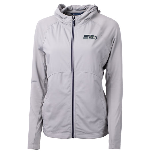 Women's Cutter & Buck Gray Seattle Seahawks Adapt Eco Knit Full-Zip Hoodie