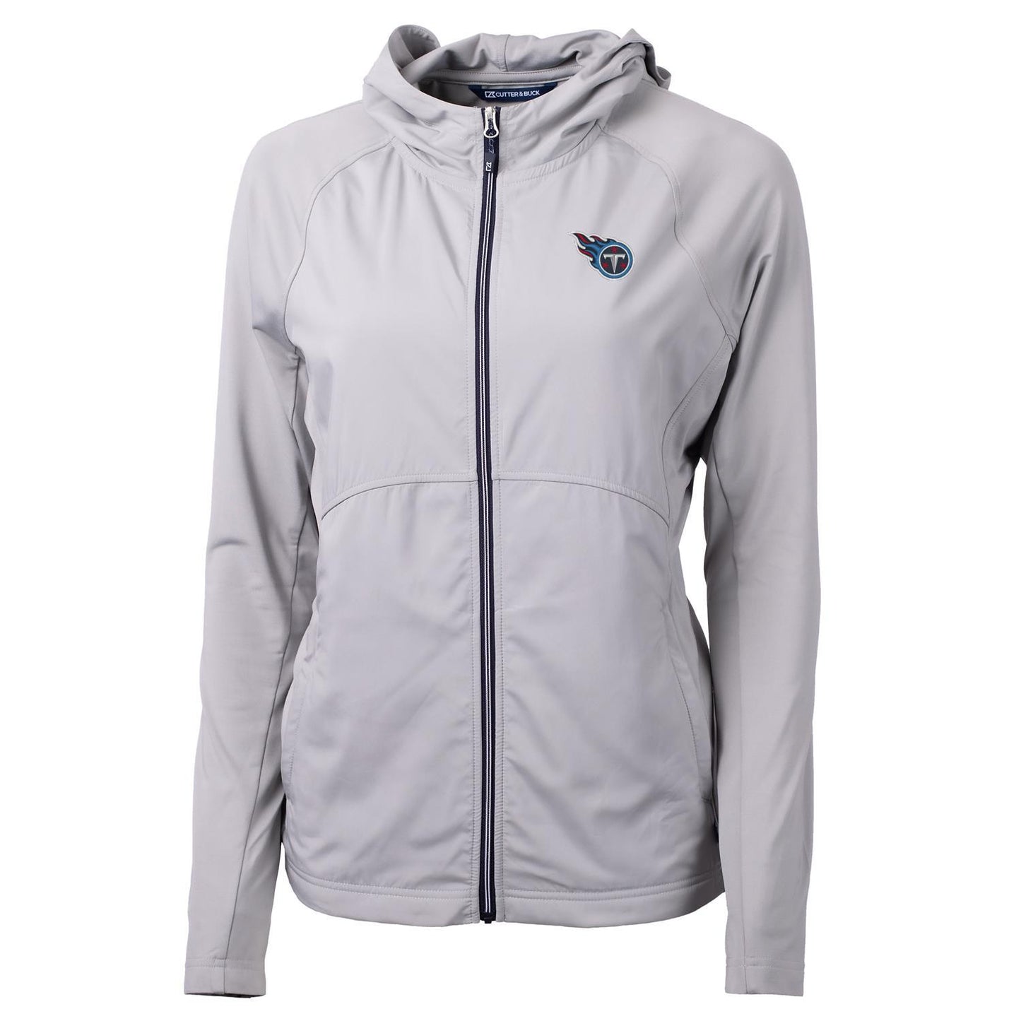 Women's Cutter & Buck Gray Tennessee Titans Adapt Eco Knit Full-Zip Hoodie